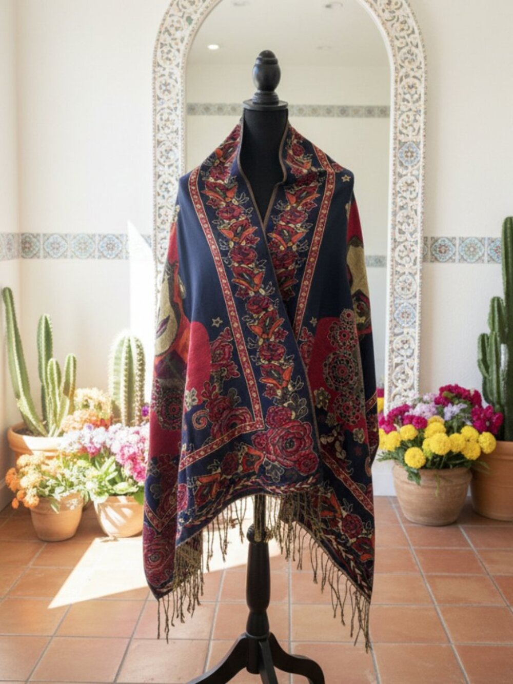 Frida Kahlo - Mexican Rebozo/Shawl - Red